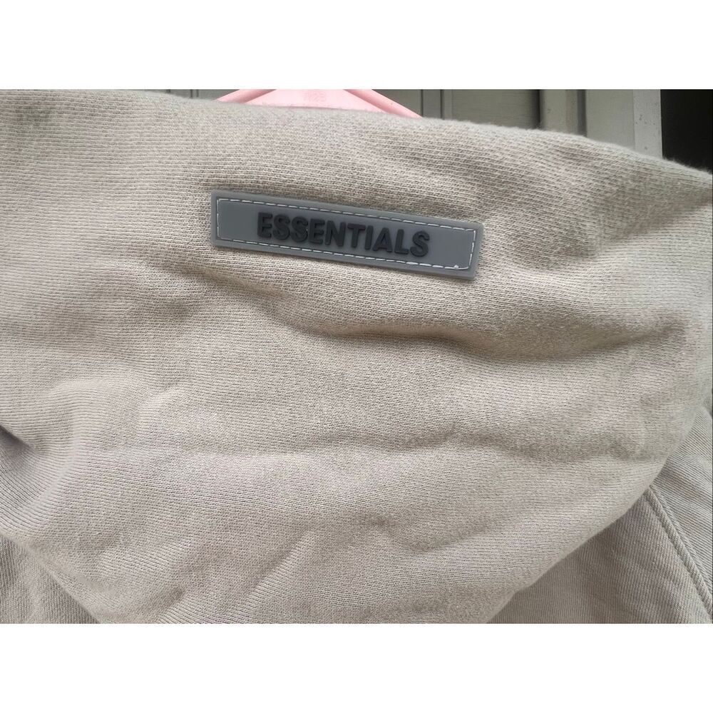 Essentials Fear Of God Big Logo Oversized Beige Hoodie Size S - Picture 5 of 7
